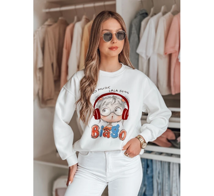 Dámská mikina s potiskem LALA VIBE bílá FashionStreet BY1504 Dámská mikina s potiskem LALA VIBE bílá FashionStreet BY1504