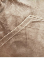 Tmavě béžová dámská velurová souprava s rozepínací mikinou (8C1176-91)