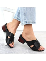 Dámské kožené žabky na klínku černé Remonte R8759-01