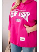 Dámská mikina Plus Size z viskózy s kapucí a model 22201083 kapsou fuchsiová - K-Fashion Dámská mikina Plus Size z viskózy s kapucí a model 22201083 kapsou fuchsiová - K-Fashion