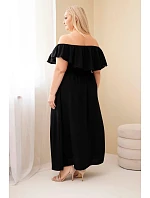 Dámské šaty Plus Size s volánkem a elastickým pasem černá