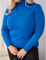 Dámský viskózový svetr Plus Size s rolákem v klasickém střihu chabrový modrý Dámský viskózový svetr Plus Size s rolákem v klasickém střihu chabrový modrý