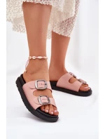 Dámské Pantofle S Přezkami Na Platformě Růžové model 21699232 - Boto