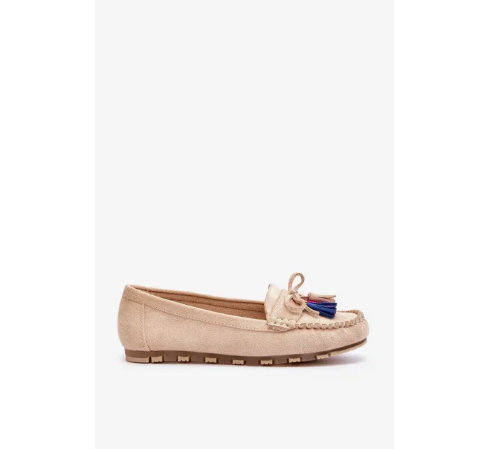Semišové Mokasíny S Mašlí A Třásněmi Béžove Dorine Semišové Mokasíny S Mašlí A Třásněmi Béžove Dorine