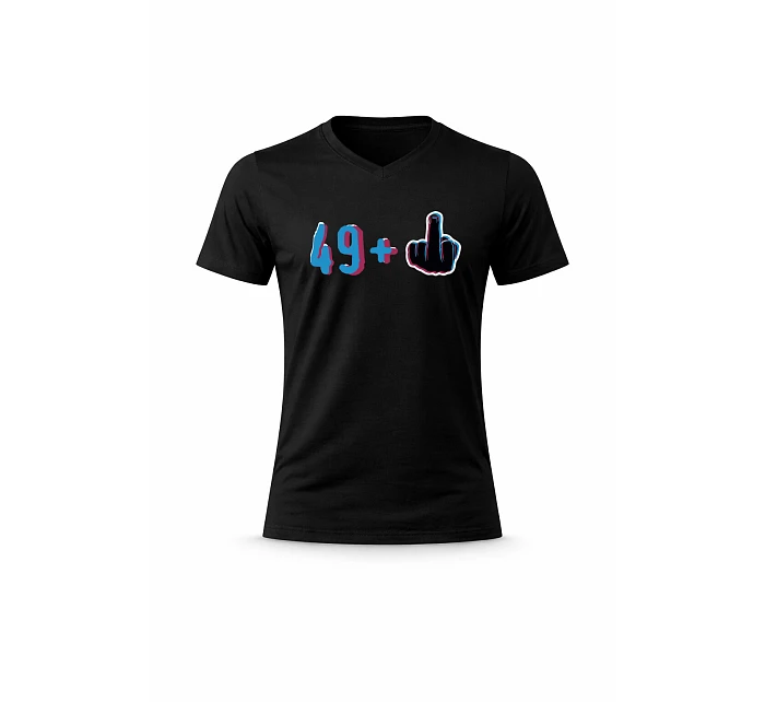 Pánské bavlněné tričko s potiskem - 49+1 - černé Pánské bavlněné tričko s potiskem - 49+1 - černé