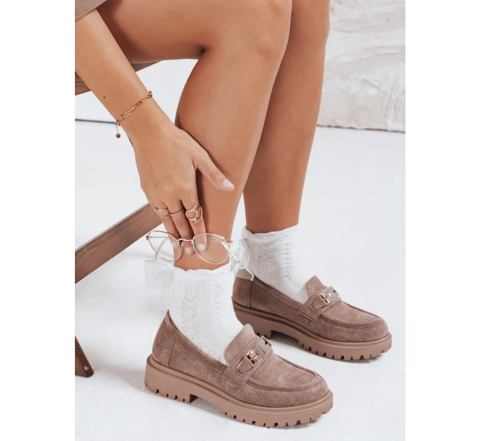 Dámské semišové béžové mokasíny FashionStreet ZY1126