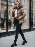 Dámská prošívaná zimní bunda s kožešinou hnědá Dstreet model 21994165 - FashionStreet