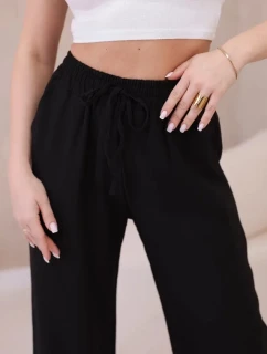 Viskózové kalhoty se širokými nohavicemi černý