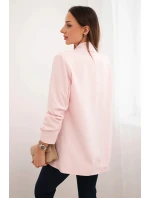 Elegantní sako s klopami pudrově růžové