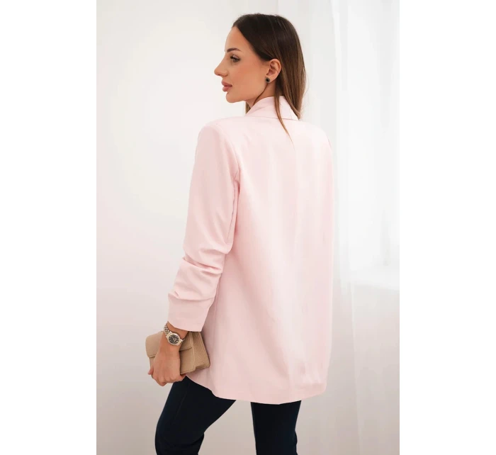 Elegantní sako s klopami pudrově růžové