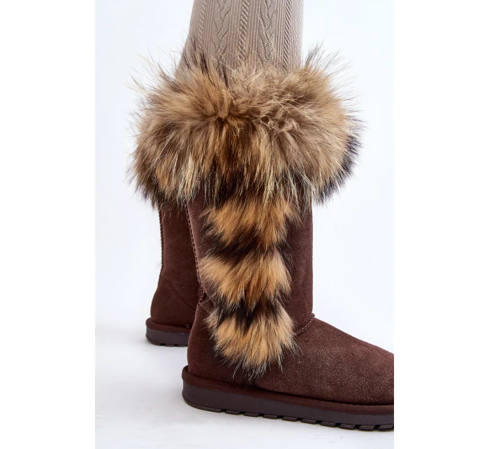 Dámské Sněhule se zateplením kožešinou Semišová Kůže Camel model 21540424 - Boto Dámské Sněhule se zateplením kožešinou Semišová Kůže Camel model 21540424 - Boto