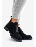 Semišové Nízké Boty Na Plochém Podpatku Zateplené D&A JC42-23 Černé