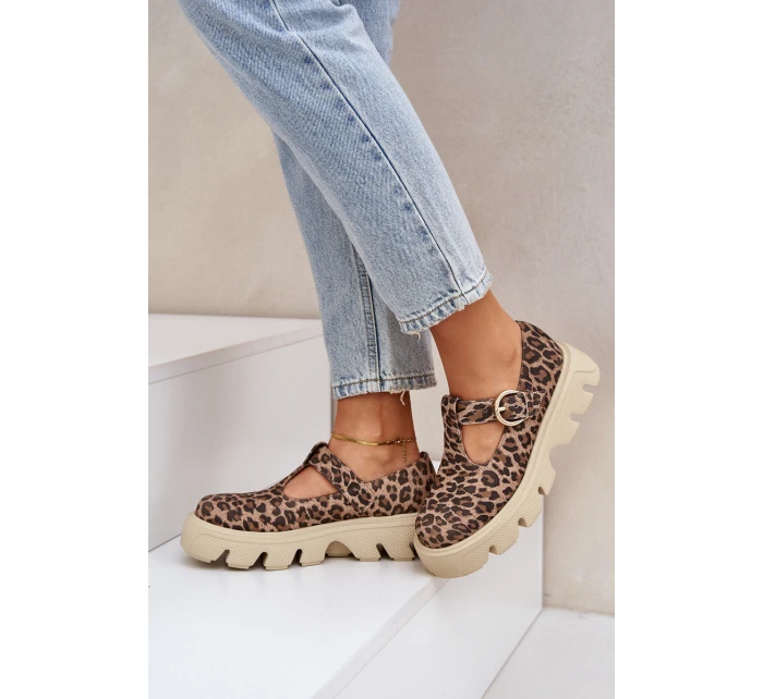 Semišové Polobotky S Přezkou V Panteře Zazoo 20183 Hnědé