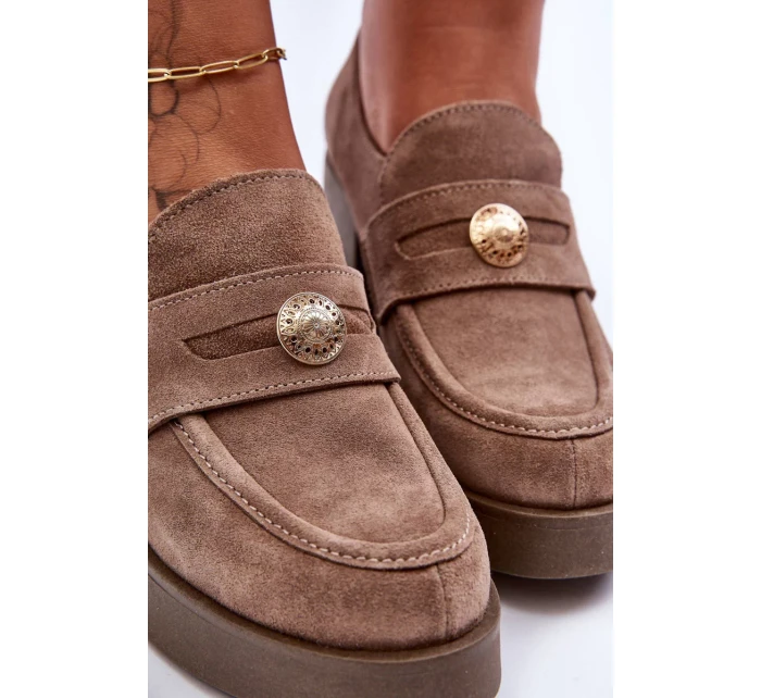 Dámské Zamszové Polobotky Na Sloupku Bežové Dunadia Dámské Zamszové Polobotky Na Sloupku Bežové Dunadia