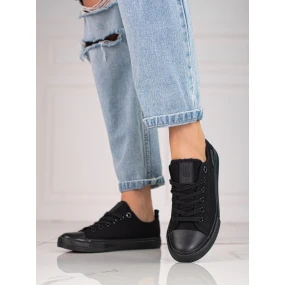 Jedinečné černé  tenisky dámské bez podpatku