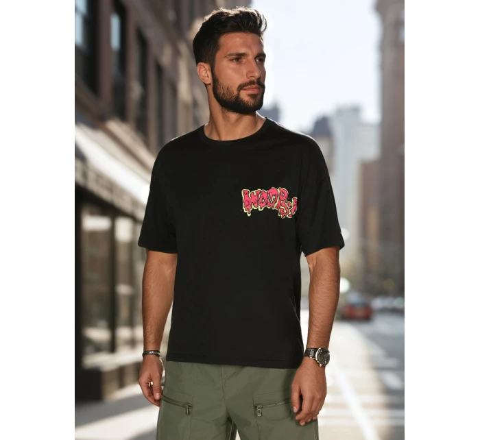 Pánské tričko s potiskem černé FashionStreet RX5645
