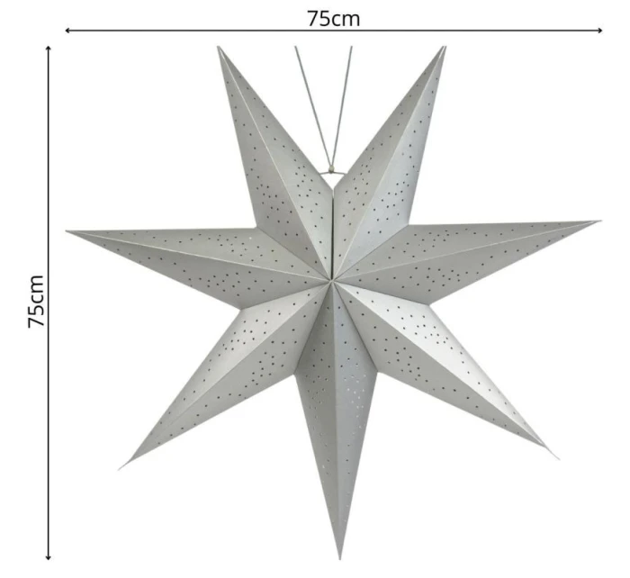 PAPÍROVÉ ZÁVĚSNÉ DEKORATIVNÍ HVĚZDY 75CM stříbrné dětské