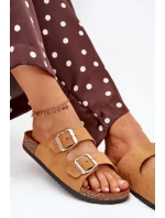 Dámské sandály na korkové platformě s přezkami Camel model 21704361 - Boto Dámské sandály na korkové platformě s přezkami Camel model 21704361 - Boto