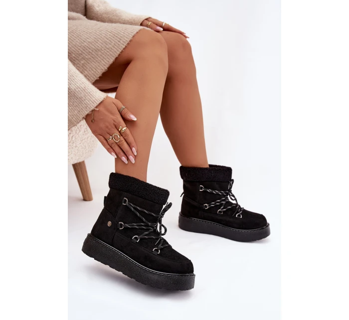Dámské sněhule na platformě s šněrováním černé Roselya