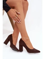 semišové lodičky na podpatku Sergio Leone PB216 čokoládové