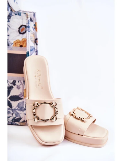 Dámské módní kožené pantofle Béžová Adaline Dámské módní kožené pantofle Béžová Adaline