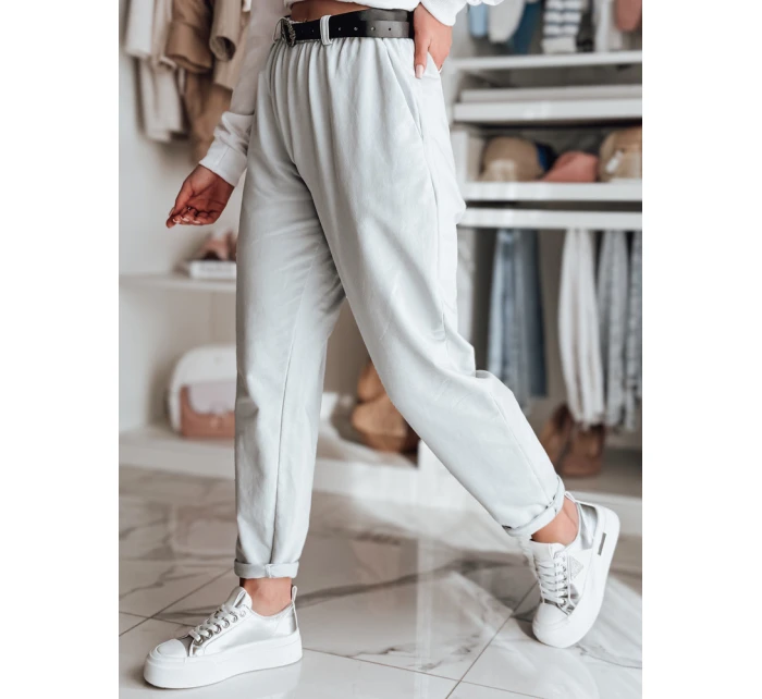 Dámské kalhoty chinos s páskem TAILANDI světle šedá FashionStreet UY2553