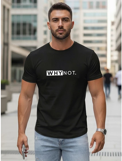 Pánské klasické streetwearové tričko s potiskem černé FashionStreet NX5122R Pánské klasické streetwearové tričko s potiskem černé FashionStreet NX5122R