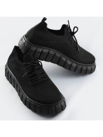 Černé ažurové šněrovací boty model 17287300
