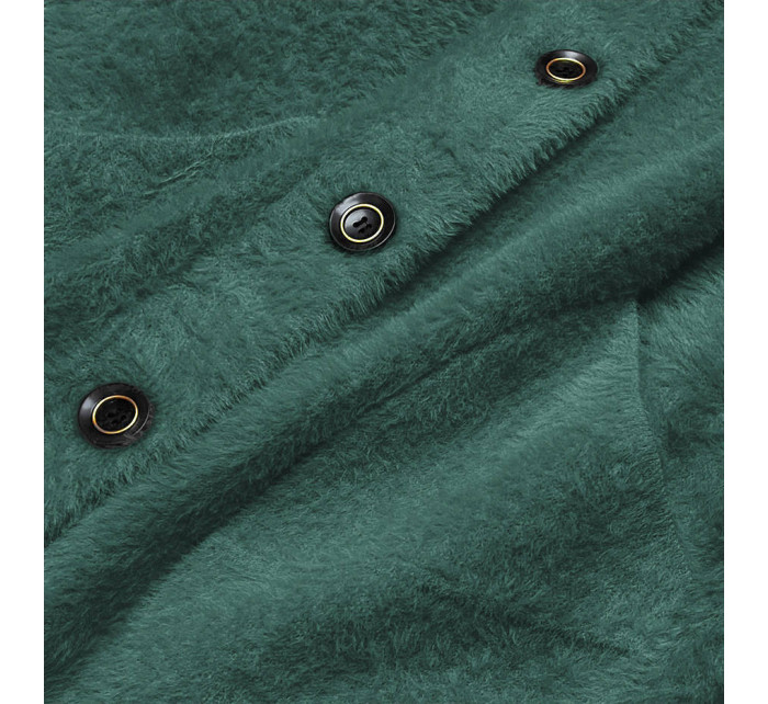 Krátký tmavě zelený přehoz přes oblečení typu alpaka na knoflíky (537)
