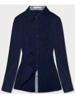 Tmavě modrá halenka s vsadkami model 18482003 - Forget me not FASHION Tmavě modrá halenka s vsadkami model 18482003 - Forget me not FASHION