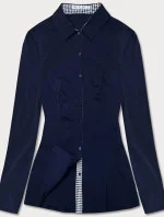 Halenka s peplum vsadkami tmavě modrá (WD16113)