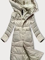 Dámská prošívaná dlouhá zimní bunda Libland light beige (7767)