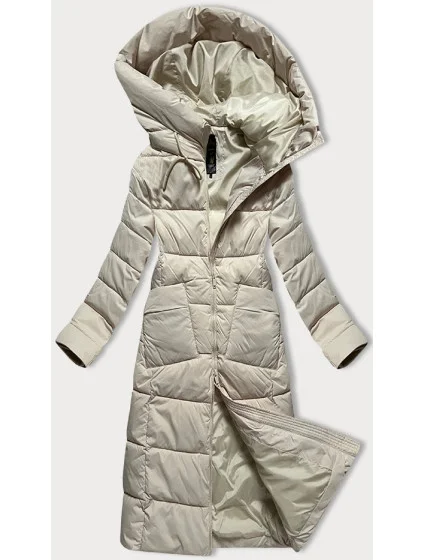 Světle béžová dlouhá dámská zimní prošívaná bunda model 21248635 - Libland