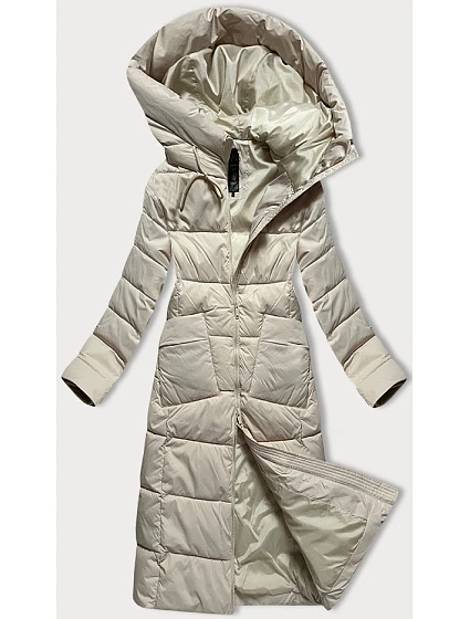 Dámská prošívaná dlouhá zimní bunda Libland light beige (7767) Dámská prošívaná dlouhá zimní bunda Libland light beige (7767)