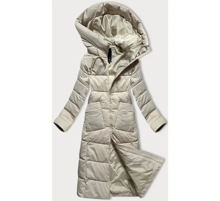 Světle béžová dlouhá dámská zimní prošívaná bunda model 21248635 - Libland