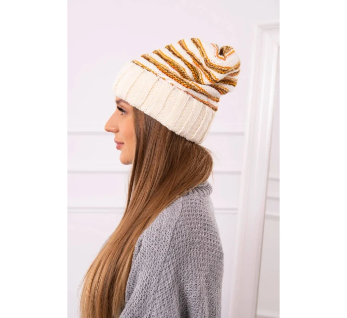 Dámská čepice Feba K330 ecru+orange