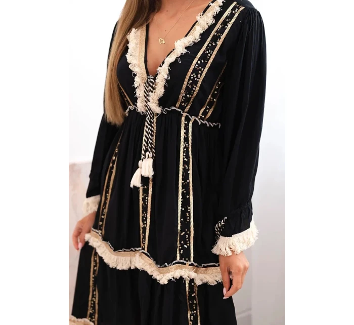 Dámské boho šaty s krajkou černý
