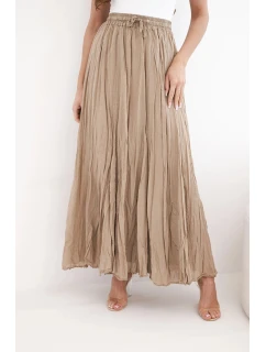 Dámská maxi bavlněná sukně s gumičkou v pase camelová