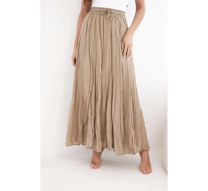 Dámská maxi bavlněná sukně s gumičkou v pase camelová
