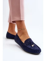 Dámské modré klasické semišové mokasíny model 21651261 - Boto