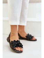 Kožené Sandály Na Plochém Podpatku Zazoo 40425 Černé