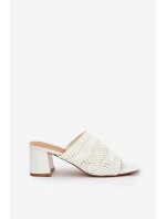 Dámské Pantofle S Pletením Na Podpatku Bílé model 21689432 - Boto Dámské Pantofle S Pletením Na Podpatku Bílé model 21689432 - Boto