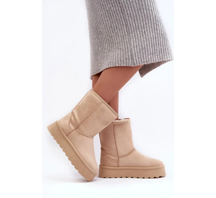 Béžové dámské boty do sněhu Abrams s kožíškem