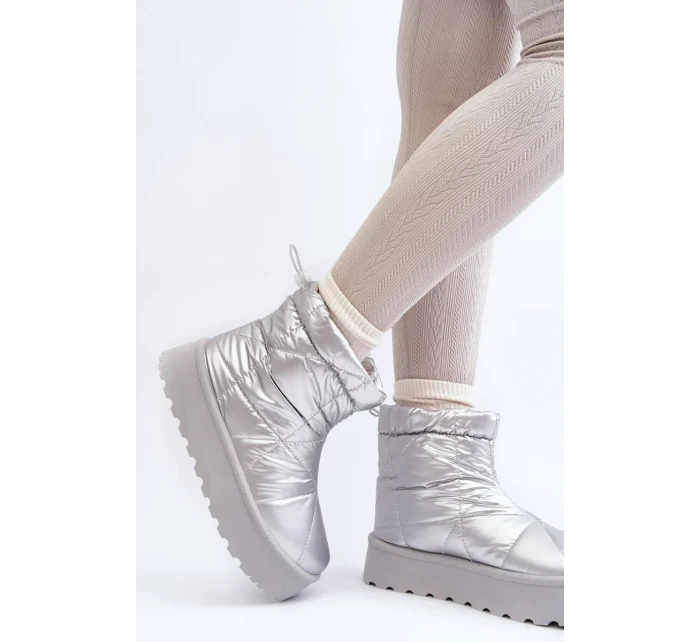 Stříbrné dámské sněhule Fionia na masivní platformě