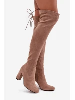 Dámské kozačky na sloupkovém podpatku Xamarin – béžové