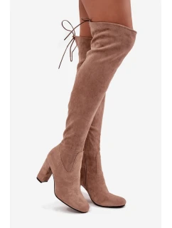 Dámské kozačky na sloupkovém podpatku Xamarin – béžové