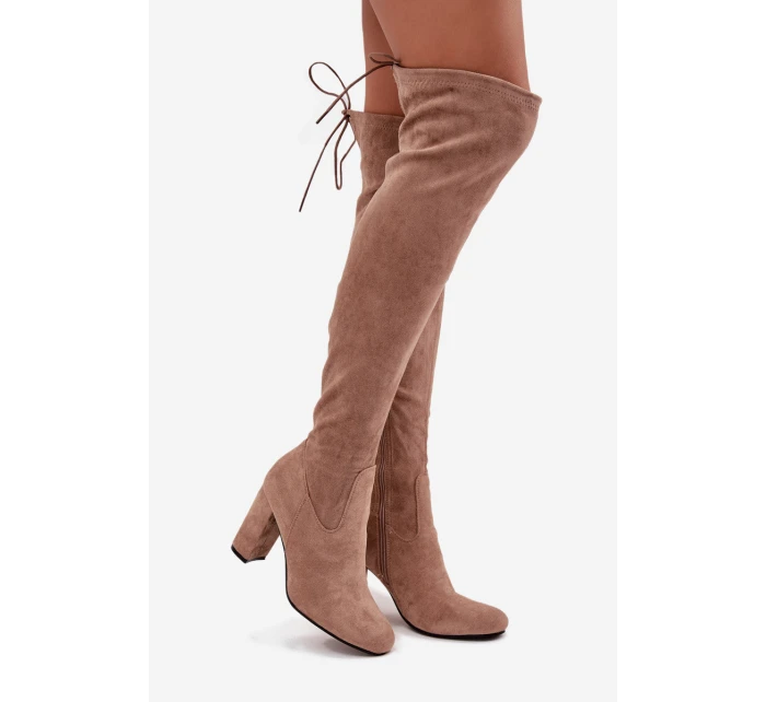 Dámské kozačky na sloupkovém podpatku Xamarin – béžové