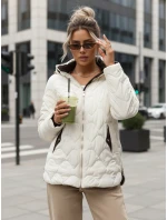 Dámská prošívaná přechodná bunda s odepínací kapucí ecru TY5624