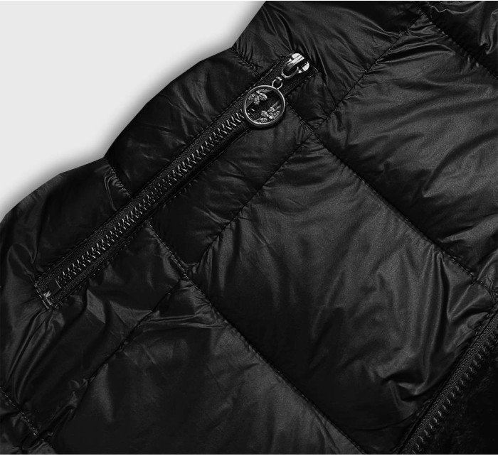 Černá oboustranná dámská bunda-kožíšek (B8051-1)