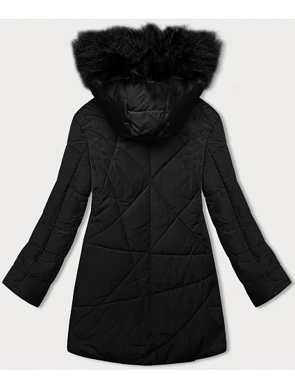 Černá dámská zimní bunda s kožešinou model 21247116 - MELYA MELODY